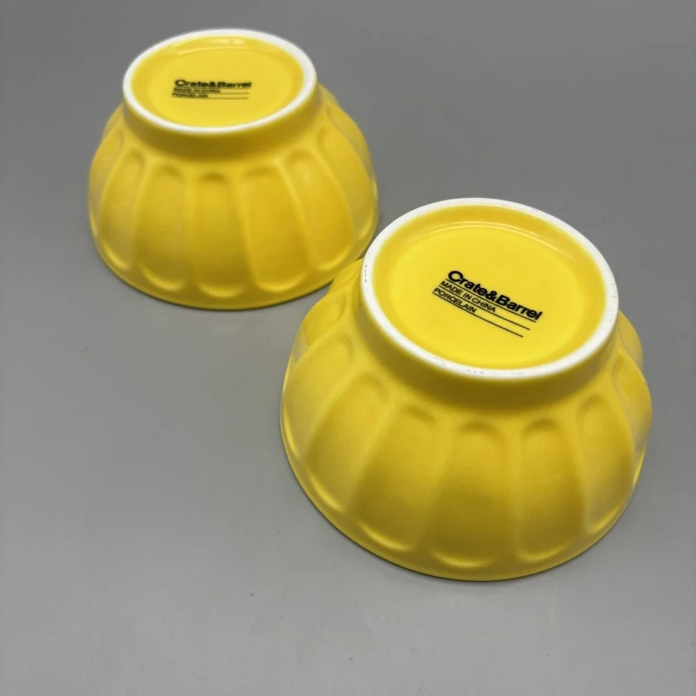 Crate and Barrel Bowls, Column Design, Dessert/Fruit/Sauce/All Purpose Yellow